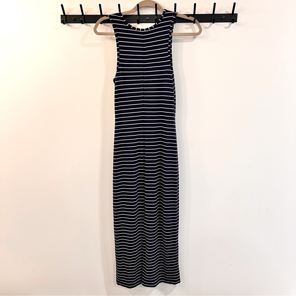 Marine Layer Navy & White Striped Ribbed Tank Small Stretchy Midi Dress - Picture 5 of 5